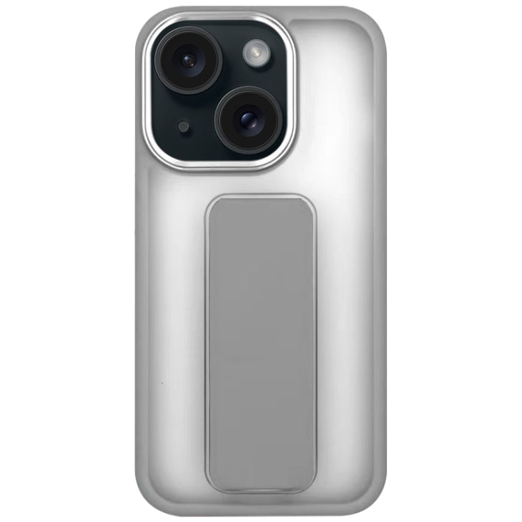 Skin-Feel Plating Wrist Strap Stand Phone Case, For iPhone 15 Pro Max, For iPhone 15 Plus, For iPhone 15