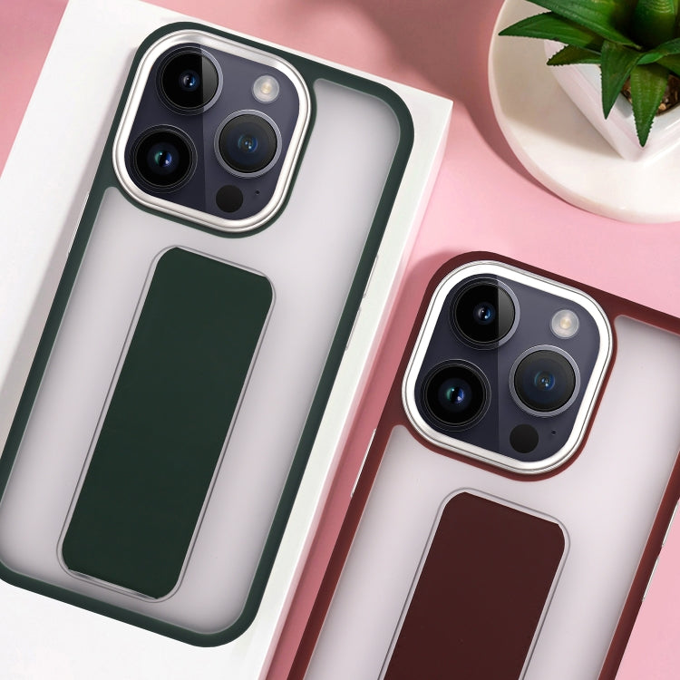 Skin-Feel Plating Wrist Strap Stand Phone Case, For iPhone 15 Pro Max, For iPhone 15 Plus, For iPhone 15