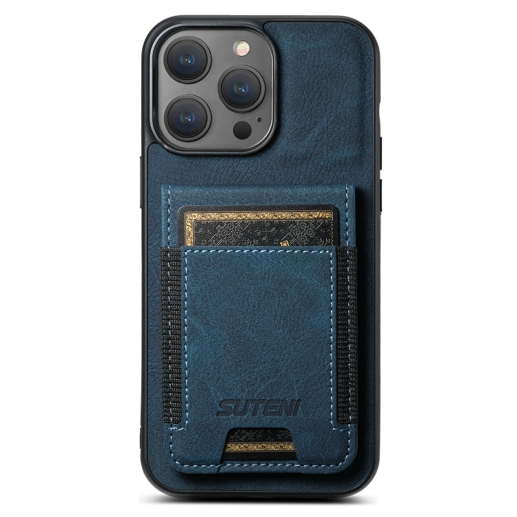 Suteni H03 Litchi Leather Card Bag Stand Back Phone Case, For iPhone 14 Pro Max, For iPhone 13 Pro Max, For iPhone 13 Pro, For iPhone 13