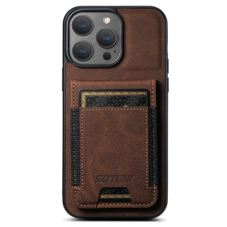 Suteni H03 Litchi Leather Card Bag Stand Back Phone Case, For iPhone 14 Pro Max, For iPhone 13 Pro Max, For iPhone 13 Pro, For iPhone 13