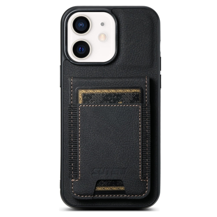 Suteni H03 Litchi Leather Card Bag Stand Back Phone Case, For iPhone 12 Pro Max, For iPhone 11 Pro Max, For iPhone 11, For iPhone 11 Pro