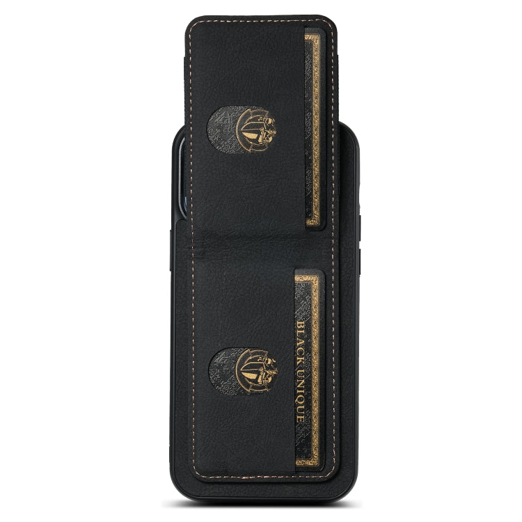 Suteni H03 Litchi Leather Card Bag Stand Back Phone Case, For iPhone 12 / 12 Pro