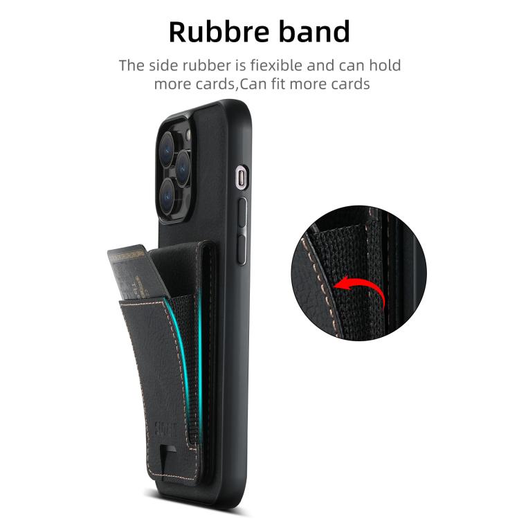 Suteni H03 Litchi Leather Card Bag Stand Back Phone Case, For iPhone 16e, For iPhone 16 Pro Max, For iPhone 16 Pro, For iPhone 16 Plus