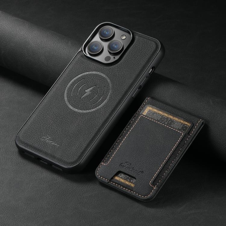 Suteni H17 Litchi Texture Leather MagSafe Detachable Wallet Phone Case, For iPhone 15, For iPhone 14 Plus, For iPhone 14, For iPhone 14 Pro, For iPhone 14 Pro Max, For iPhone 13 Pro Max