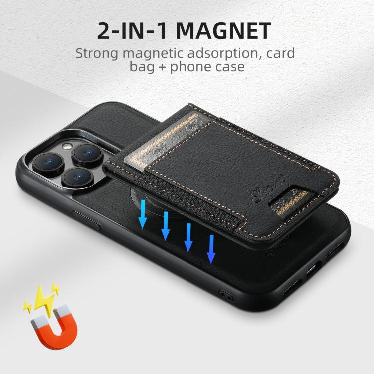 Suteni H17 Litchi Texture Leather MagSafe Detachable Wallet Phone Case, For iPhone 13 Pro, For iPhone 13, For iPhone 12, For iPhone 12 Pro Max, For iPhone 12 Pro