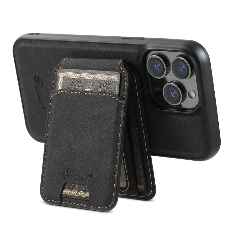 Suteni H17 Litchi Texture Leather MagSafe Detachable Wallet Phone Case, For iPhone 12 Pro, For iPhone 17e / 16e