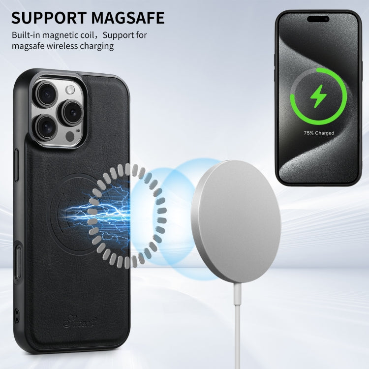 Suteni H17 Litchi Texture Leather MagSafe Detachable Wallet Phone Case, For iPhone 16 Pro, For iPhone 16 Plus, For iPhone 16, For iPhone 15 Pro Max, For iPhone 15 Pro, For iPhone 15 Plus