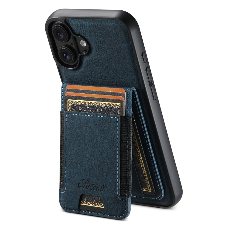 Suteni H17 Litchi Texture Leather MagSafe Detachable Wallet Phone Case, For iPhone 16 Pro, For iPhone 16 Plus, For iPhone 16, For iPhone 15 Pro Max, For iPhone 15 Pro, For iPhone 15 Plus