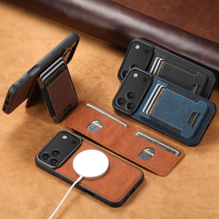 Suteni H17 Litchi Texture Leather MagSafe Detachable Wallet Phone Case, For iPhone 16 Pro, For iPhone 16 Plus, For iPhone 16, For iPhone 15 Pro Max, For iPhone 15 Pro, For iPhone 15 Plus