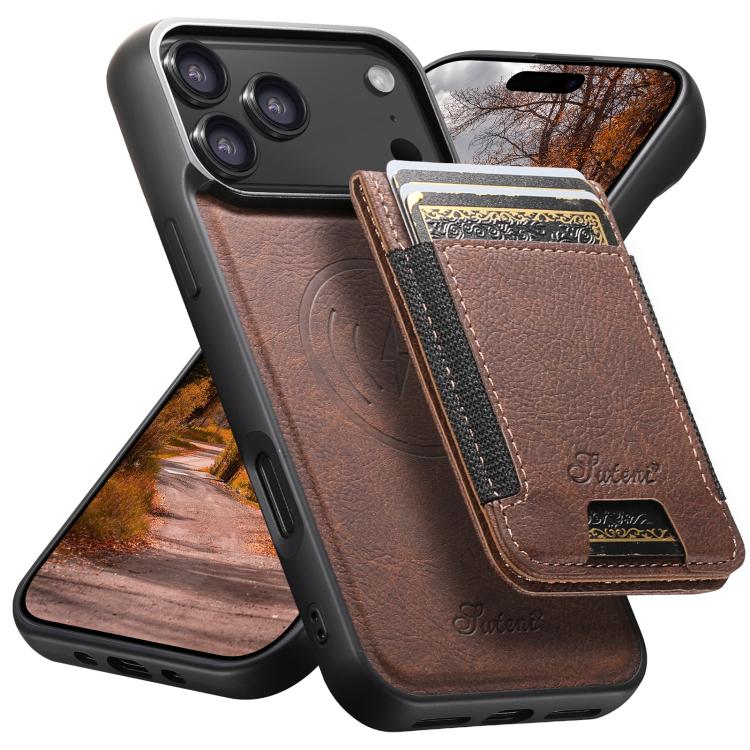 Suteni H17 Litchi Texture Leather MagSafe Detachable Wallet Phone Case, For iPhone 17e / 16e, For iPhone 17 Pro Max, For iPhone 17 Pro, For iPhone 17, For iPhone Air, For iPhone 16 Pro Max