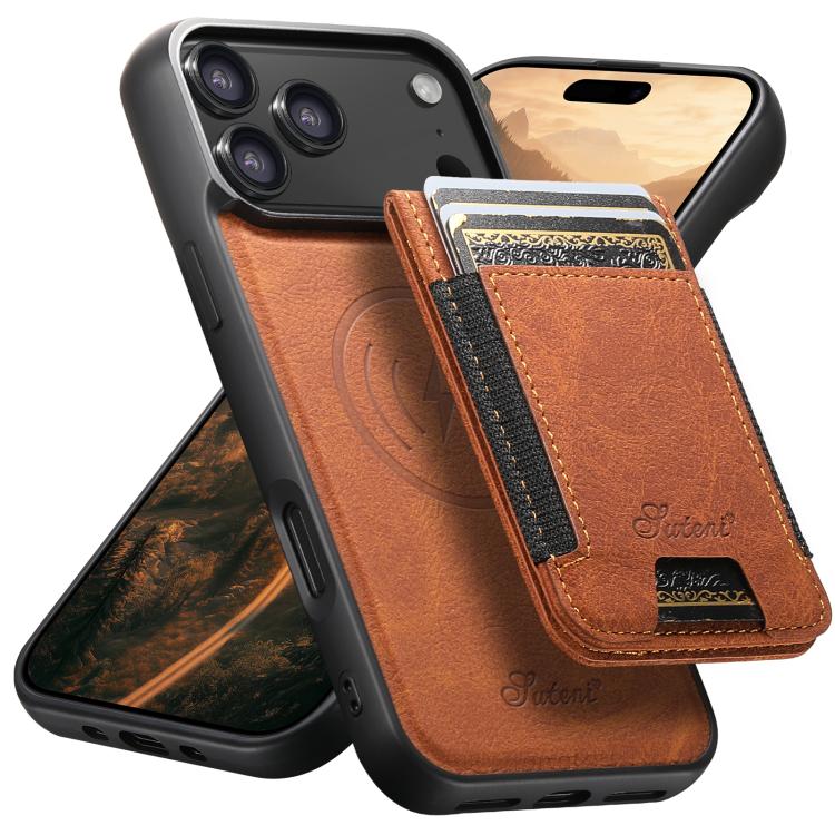 Suteni H17 Litchi Texture Leather MagSafe Detachable Wallet Phone Case, For iPhone 17e / 16e, For iPhone 17 Pro Max, For iPhone 17 Pro, For iPhone 17, For iPhone Air, For iPhone 16 Pro Max