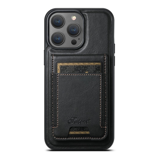 Suteni H17 Oil Eax Leather MagSafe Detachable Wallet Phone Case, For iPhone 15, For iPhone 14 Plus, For iPhone 14, For iPhone 14 Pro