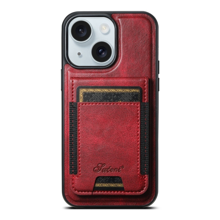 Suteni H17 Oil Eax Leather MagSafe Detachable Wallet Phone Case, For iPhone 15, For iPhone 14 Plus, For iPhone 14, For iPhone 14 Pro