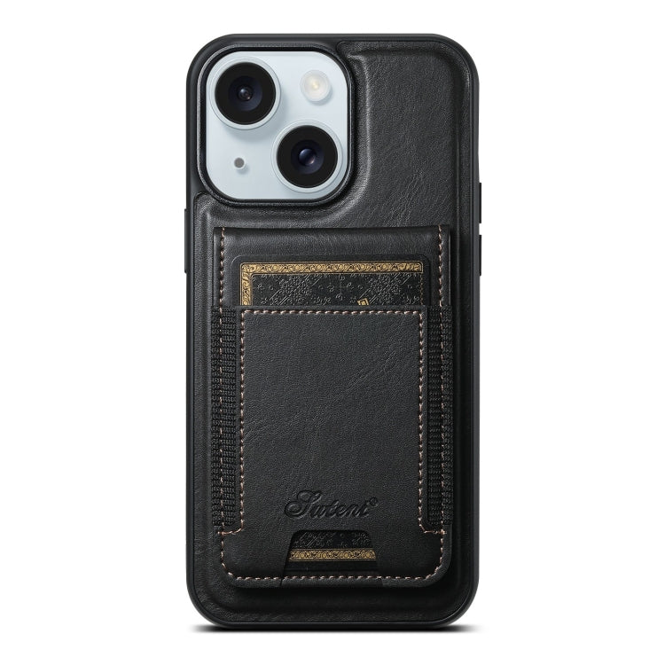 Suteni H17 Oil Eax Leather MagSafe Detachable Wallet Phone Case, For iPhone 15, For iPhone 14 Plus, For iPhone 14, For iPhone 14 Pro