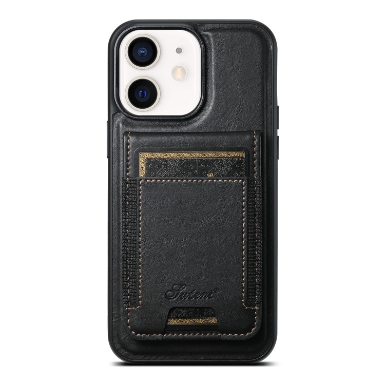 Suteni H17 Oil Eax Leather MagSafe Detachable Wallet Phone Case, For iPhone 12, For iPhone 12 Pro Max, For iPhone 12 Pro