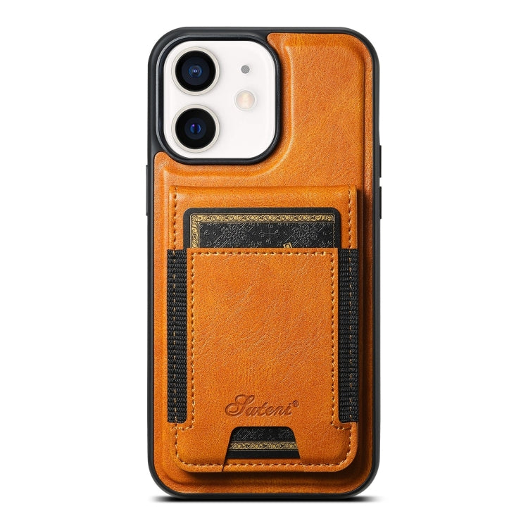 Suteni H17 Oil Eax Leather MagSafe Detachable Wallet Phone Case, For iPhone 12, For iPhone 12 Pro Max, For iPhone 12 Pro