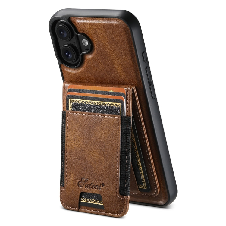 Suteni H17 Oil Eax Leather MagSafe Detachable Wallet Phone Case, For iPhone 16, For iPhone 15 Pro Max, For iPhone 15 Pro, For iPhone 15 Plus