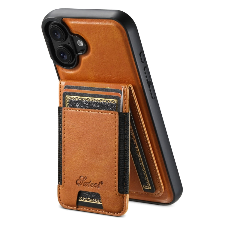 Suteni H17 Oil Eax Leather MagSafe Detachable Wallet Phone Case, For iPhone 16, For iPhone 15 Pro Max, For iPhone 15 Pro, For iPhone 15 Plus
