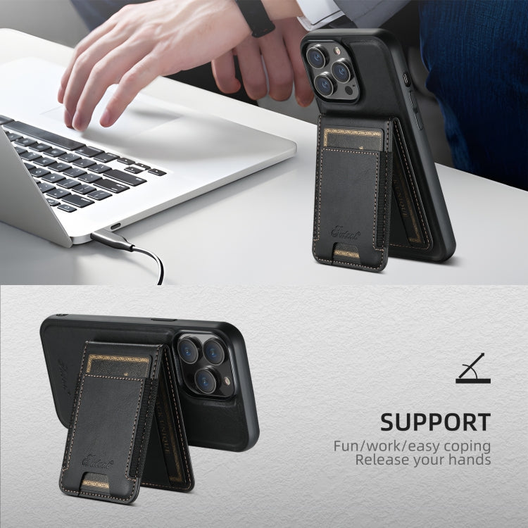Suteni H17 Oil Eax Leather MagSafe Detachable Wallet Phone Case, For iPhone 16, For iPhone 15 Pro Max, For iPhone 15 Pro, For iPhone 15 Plus
