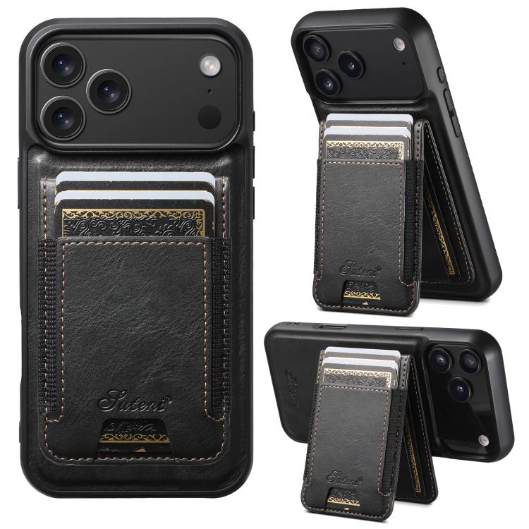 Suteni H17 Oil Eax Leather MagSafe Detachable Wallet Phone Case, For iPhone 17 Pro Max, For iPhone 17 Pro, For iPhone 17, For iPhone Air