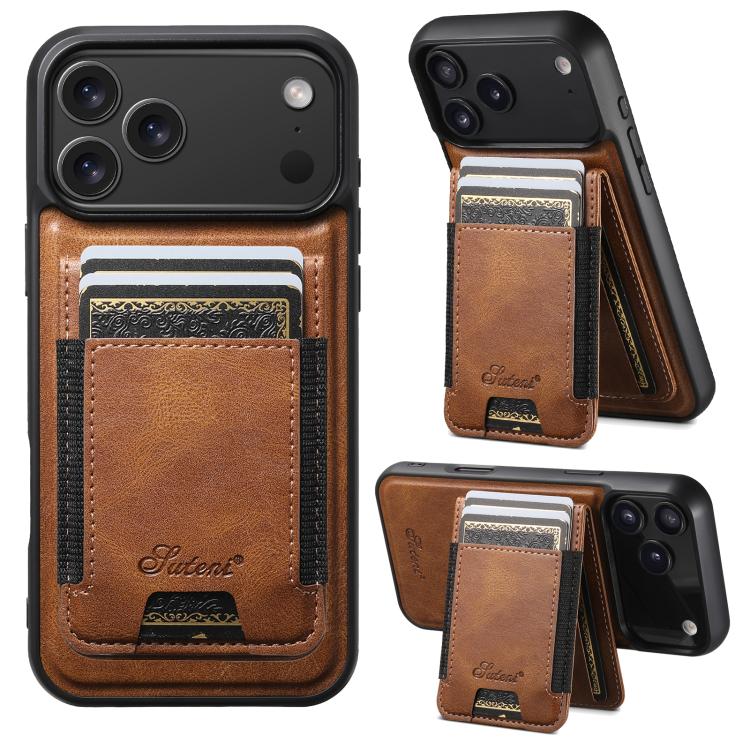 Suteni H17 Oil Eax Leather MagSafe Detachable Wallet Phone Case, For iPhone 17 Pro Max, For iPhone 17 Pro, For iPhone 17, For iPhone Air