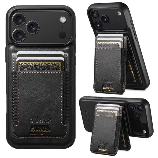 Suteni H17 Oil Eax Leather MagSafe Detachable Wallet Phone Case, For iPhone 16e, For iPhone 16 Pro Max, For iPhone 16 Pro, For iPhone 16 Plus