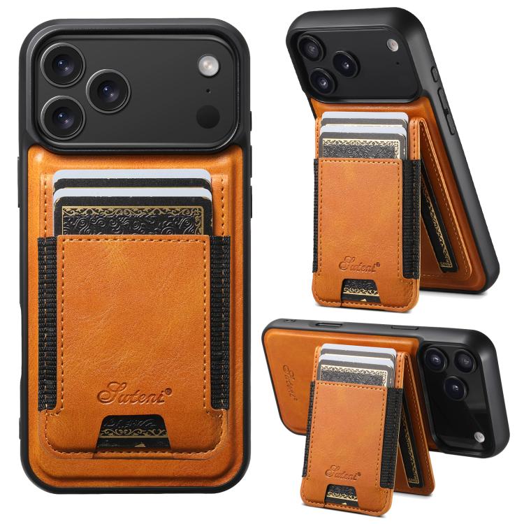 Suteni H17 Oil Eax Leather MagSafe Detachable Wallet Phone Case, For iPhone 16e, For iPhone 16 Pro Max, For iPhone 16 Pro, For iPhone 16 Plus