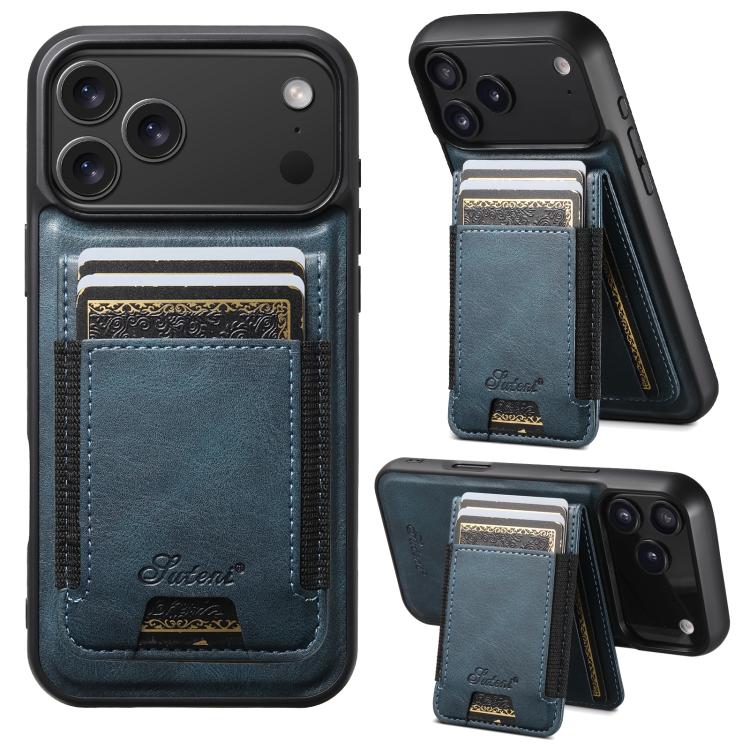 Suteni H17 Oil Eax Leather MagSafe Detachable Wallet Phone Case, For iPhone 16e, For iPhone 16 Pro Max, For iPhone 16 Pro, For iPhone 16 Plus