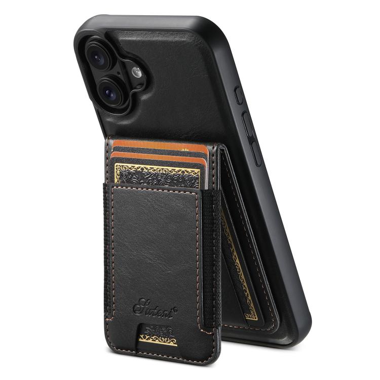 Suteni H17 Oil Eax Leather MagSafe Detachable Wallet Phone Case, For iPhone 16e, For iPhone 16 Pro Max, For iPhone 16 Pro, For iPhone 16 Plus