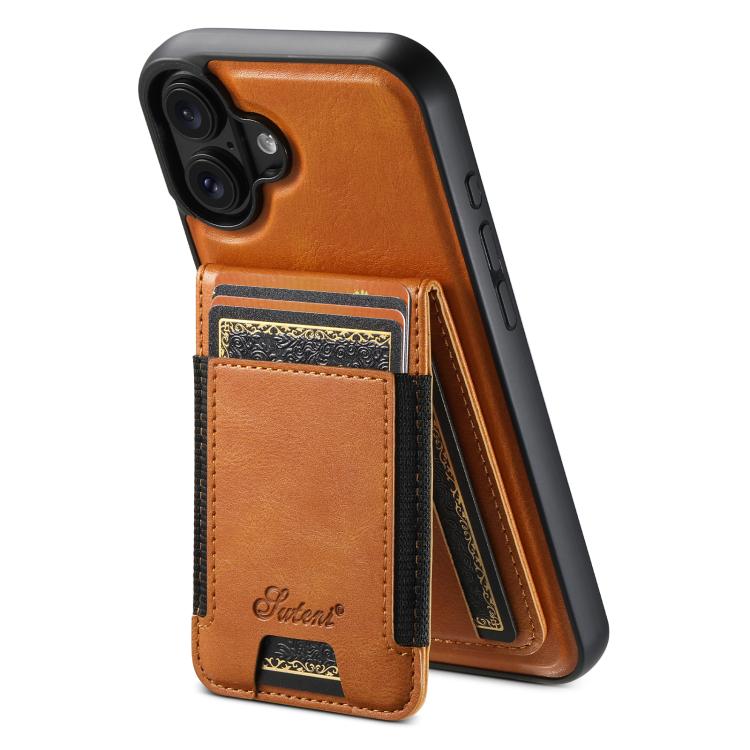 Suteni H17 Oil Eax Leather MagSafe Detachable Wallet Phone Case, For iPhone 16e, For iPhone 16 Pro Max, For iPhone 16 Pro, For iPhone 16 Plus
