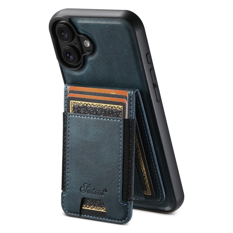 Suteni H17 Oil Eax Leather MagSafe Detachable Wallet Phone Case, For iPhone 16e, For iPhone 16 Pro Max, For iPhone 16 Pro, For iPhone 16 Plus