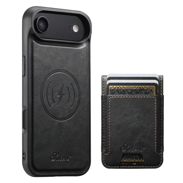 Suteni H17 Oil Eax Leather MagSafe Detachable Wallet Phone Case, For iPhone 16e, For iPhone 16 Pro Max, For iPhone 16 Pro, For iPhone 16 Plus