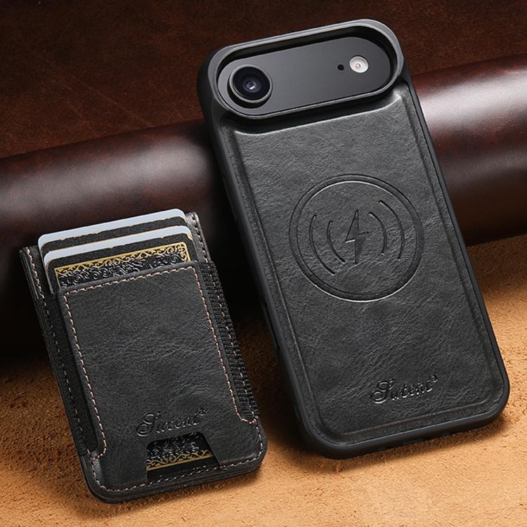Suteni H17 Oil Eax Leather MagSafe Detachable Wallet Phone Case, For iPhone 16e, For iPhone 16 Pro Max, For iPhone 16 Pro, For iPhone 16 Plus