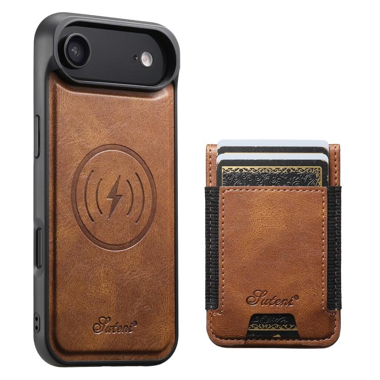 Suteni H17 Oil Eax Leather MagSafe Detachable Wallet Phone Case, For iPhone 16e, For iPhone 16 Pro Max, For iPhone 16 Pro, For iPhone 16 Plus