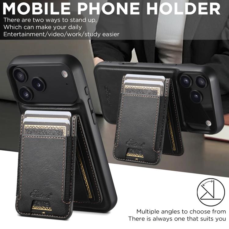 Suteni H17 Oil Eax Leather MagSafe Detachable Wallet Phone Case, For iPhone 17 Pro Max, For iPhone 17 Pro, For iPhone 17, For iPhone Air