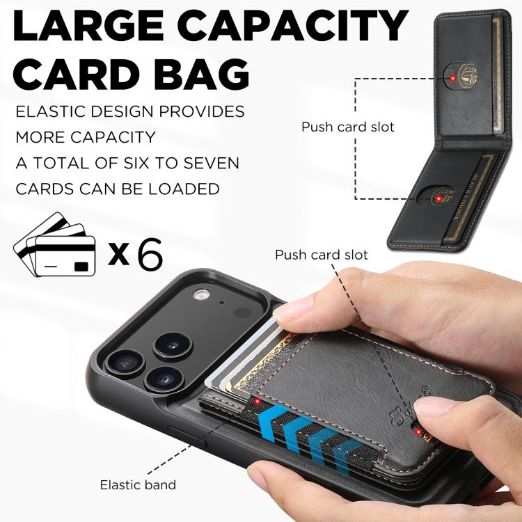 Suteni H17 Oil Eax Leather MagSafe Detachable Wallet Phone Case, For iPhone 17 Pro Max, For iPhone 17 Pro, For iPhone 17, For iPhone Air