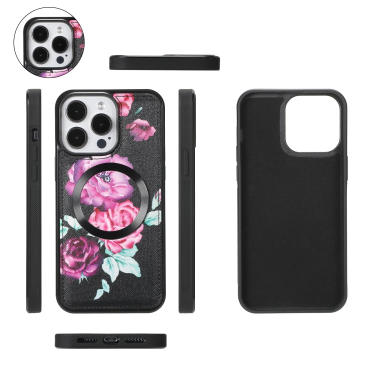 Flower Multi-functional Crossbody Zipper Wallet MagSafe Leather Phone Case, For iPhone 15 Pro Max, For iPhone 15 Pro, For iPhone 15 Plus, For iPhone 15