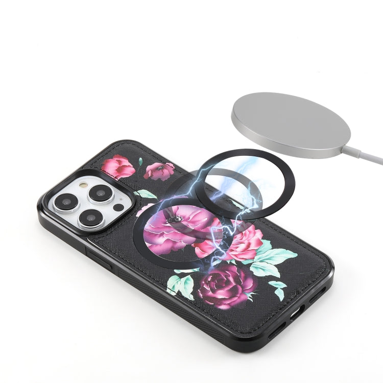 Flower Multi-functional Crossbody Zipper Wallet MagSafe Leather Phone Case, For iPhone 14 Plus, For iPhone 14, For iPhone 14 Pro, For iPhone 14 Pro Max