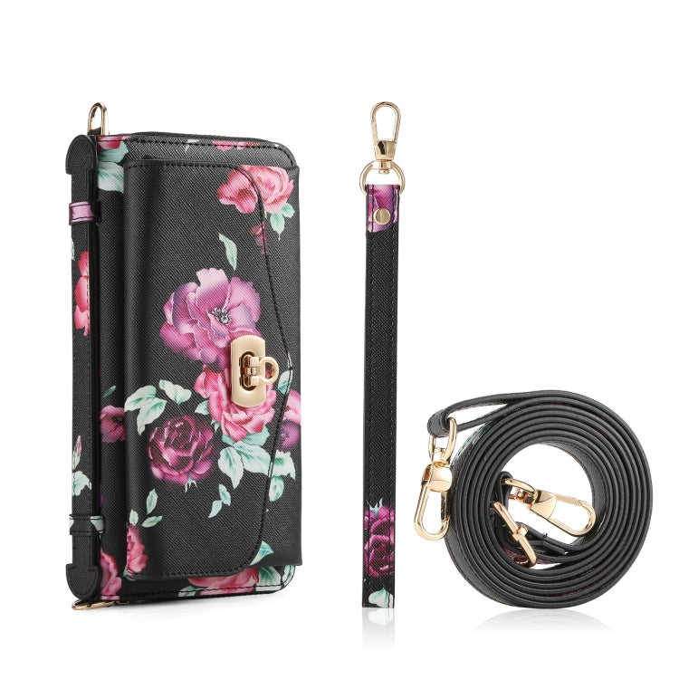 Flower Multi-functional Crossbody Zipper Wallet MagSafe Leather Phone Case, For iPhone 12 Pro Max, For iPhone 12 Pro