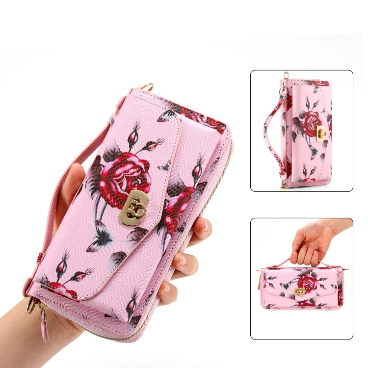 Flower Multi-functional Crossbody Zipper Wallet MagSafe Leather Phone Case, For iPhone 12 Pro Max, For iPhone 12 Pro
