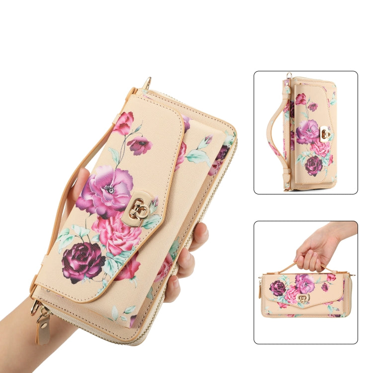 Flower Multi-functional Crossbody Zipper Wallet MagSafe Leather Phone Case, For iPhone 12 Pro Max, For iPhone 12 Pro