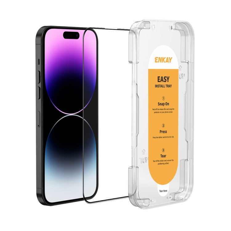 ENKAY Easy Install High Alumina Silicon Full Glass Film, For iPhone 14 / 16e / 13 / 13 Pro, For iPhone 16 Pro Max, For iPhone 16 Pro, For iPhone 16 Plus, For iPhone 15 Plus, For iPhone 16, For iPhone 15, For iPhone 15 Pro Max, For iPhone 15 Pro...