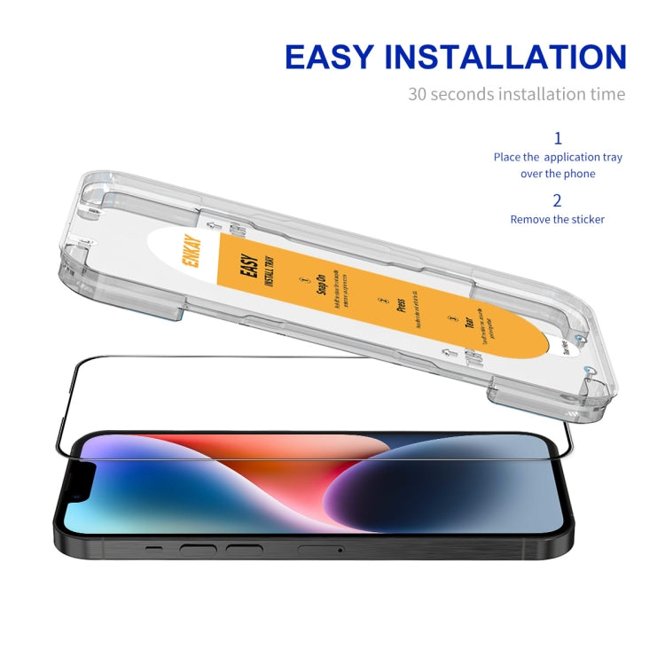 ENKAY Easy Install High Alumina Silicon Full Glass Film, For iPhone 14 / 16e / 13 / 13 Pro, For iPhone 16 Pro Max, For iPhone 16 Pro, For iPhone 16 Plus, For iPhone 15 Plus, For iPhone 16, For iPhone 15, For iPhone 15 Pro Max, For iPhone 15 Pro...
