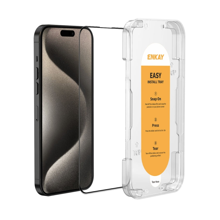 ENKAY Easy Install High Alumina Silicon Full Glass Film, For iPhone 14 / 16e / 13 / 13 Pro, For iPhone 16 Pro Max, For iPhone 16 Pro, For iPhone 16 Plus, For iPhone 15 Plus, For iPhone 16, For iPhone 15, For iPhone 15 Pro Max, For iPhone 15 Pro...