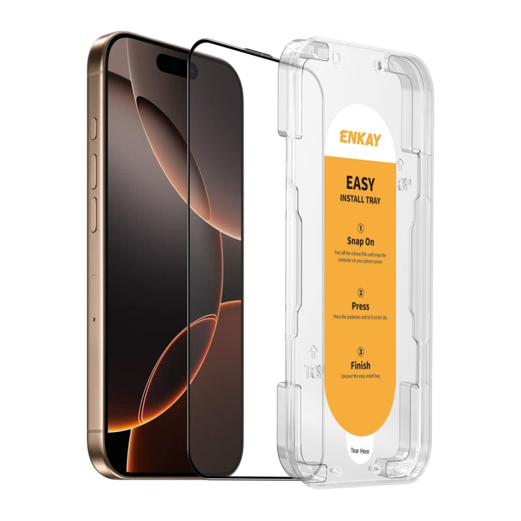 ENKAY Easy Install High Alumina Silicon Full Glass Film, For iPhone 14 / 16e / 13 / 13 Pro, For iPhone 16 Pro Max, For iPhone 16 Pro, For iPhone 16 Plus, For iPhone 15 Plus, For iPhone 16, For iPhone 15, For iPhone 15 Pro Max, For iPhone 15 Pro...
