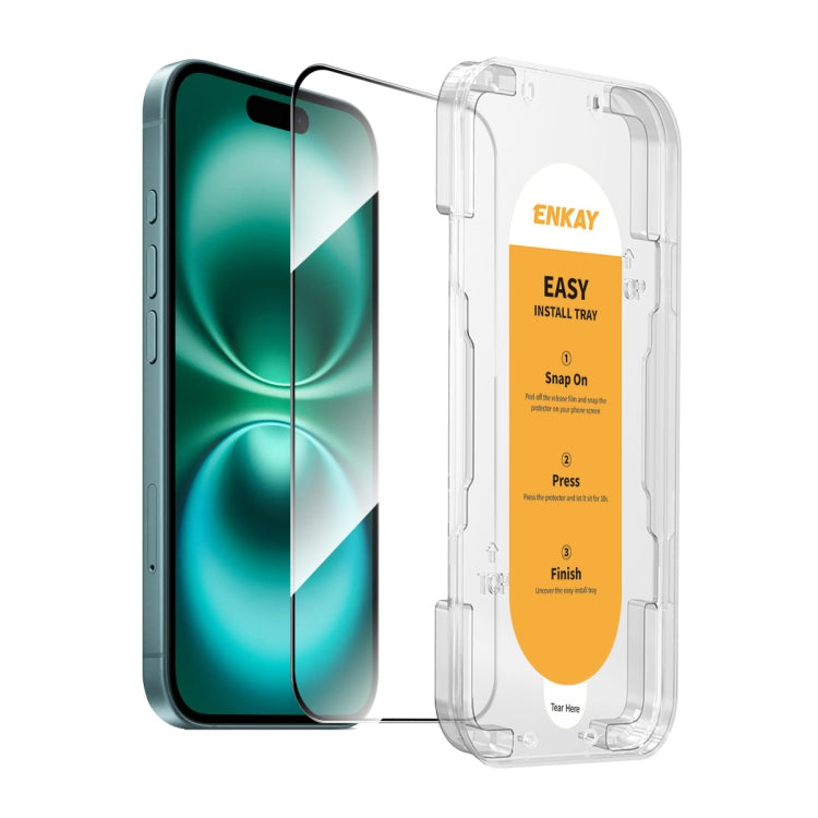 ENKAY Easy Install High Alumina Silicon Full Glass Film, For iPhone 14 / 16e / 13 / 13 Pro, For iPhone 16 Pro Max, For iPhone 16 Pro, For iPhone 16 Plus, For iPhone 15 Plus, For iPhone 16, For iPhone 15, For iPhone 15 Pro Max, For iPhone 15 Pro...