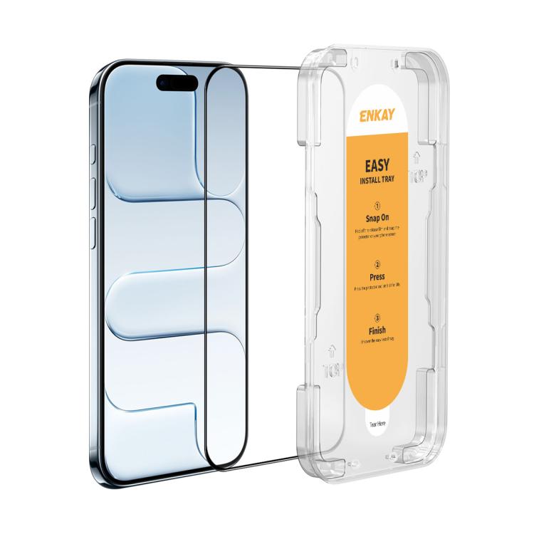 ENKAY Easy Install High Alumina Silicon Full Glass Film, For iPhone 14 / 16e / 13 / 13 Pro, For iPhone 16 Pro Max, For iPhone 16 Pro, For iPhone 16 Plus, For iPhone 15 Plus, For iPhone 16, For iPhone 15, For iPhone 15 Pro Max, For iPhone 15 Pro...