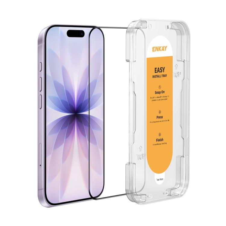 ENKAY Easy Install High Alumina Silicon Full Glass Film, For iPhone 14 / 16e / 13 / 13 Pro, For iPhone 16 Pro Max, For iPhone 16 Pro, For iPhone 16 Plus, For iPhone 15 Plus, For iPhone 16, For iPhone 15, For iPhone 15 Pro Max, For iPhone 15 Pro...