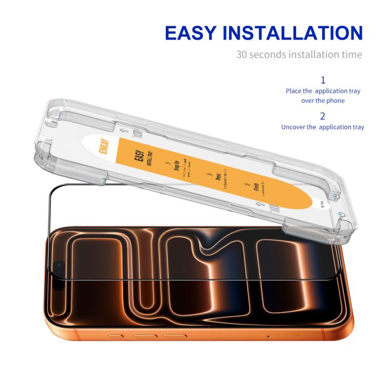 ENKAY Easy Install High Alumina Silicon Full Glass Film, For iPhone 14 / 16e / 13 / 13 Pro, For iPhone 16 Pro Max, For iPhone 16 Pro, For iPhone 16 Plus, For iPhone 15 Plus, For iPhone 16, For iPhone 15, For iPhone 15 Pro Max, For iPhone 15 Pro...