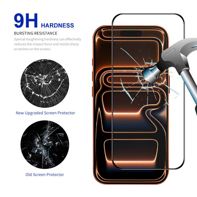 ENKAY Easy Install High Alumina Silicon Full Glass Film, For iPhone 14 / 16e / 13 / 13 Pro, For iPhone 16 Pro Max, For iPhone 16 Pro, For iPhone 16 Plus, For iPhone 15 Plus, For iPhone 16, For iPhone 15, For iPhone 15 Pro Max, For iPhone 15 Pro...